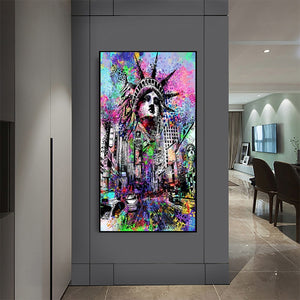 Colorful Liberty Statue Graffiti Art