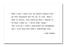 Charger l&#39;image dans la galerie, Happy Quote By John Lennon Canvas Print
