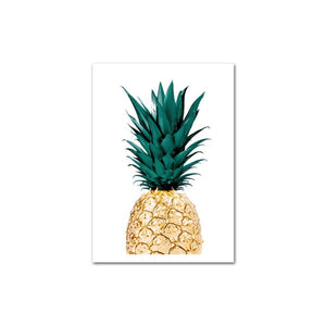 Scandinavian Golden Pineapple Leaf Wall Print