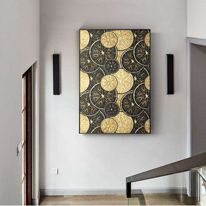 Abstract Golden Orange Slices Wall Art