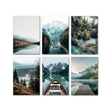 Load image into Gallery viewer, Nordic Escape To The Mountain Lake Art Print Set
