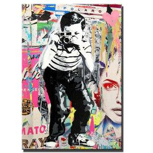 Banksy Street Art Polaroid Boy