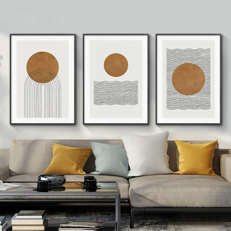 Sun & Moon Phase Ocean Escape - Boho Abstract Art