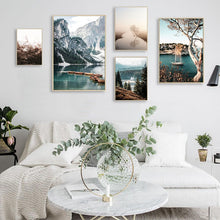 Load image into Gallery viewer, Scandinavian Mountain Lake Bridge Wall Art
