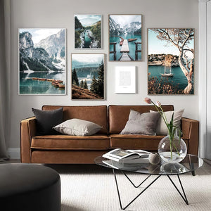 Scandinavian Mountain Lake Bridge Wall Art