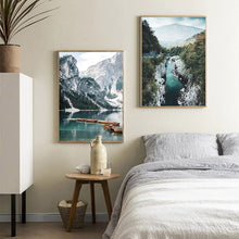 Charger l&#39;image dans la galerie, Scandinavian Mountain Lake Bridge Wall Art
