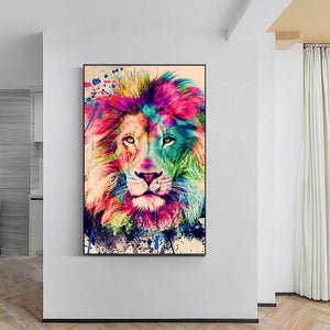 Colorful Watercolor Lion - White Edition