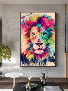 Colorful Watercolor Lion - White Edition