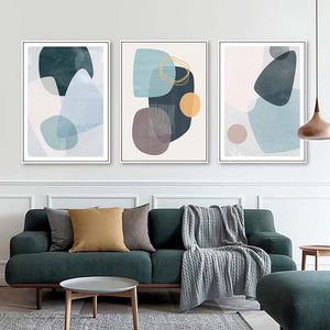 Scandinavian Multicolor Blue Green Geometric Wall Art