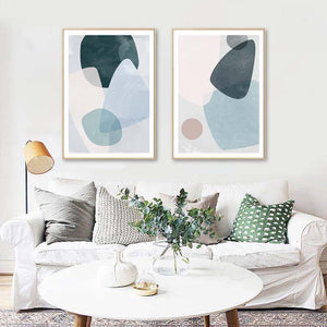 Scandinavian Multicolor Blue Green Geometric Wall Art