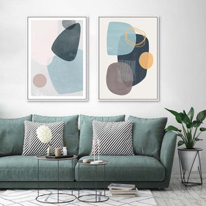 Scandinavian Multicolor Blue Green Geometric Wall Art