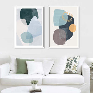 Scandinavian Multicolor Blue Green Geometric Wall Art