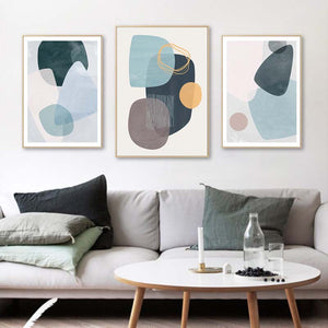 Scandinavian Multicolor Blue Green Geometric Wall Art