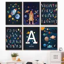 Charger l&#39;image dans la galerie, Spaceship Number Letter Nursery Wall Art
