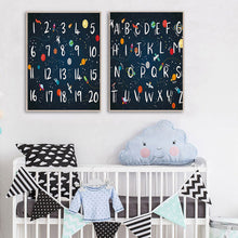 Charger l&#39;image dans la galerie, Spaceship Number Letter Nursery Wall Art
