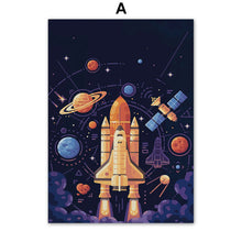 Charger l&#39;image dans la galerie, Spaceship Number Letter Nursery Wall Art
