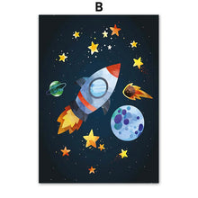 Load image into Gallery viewer, Spaceship Number Letter Nursery Wall Art
