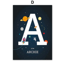 Load image into Gallery viewer, Spaceship Number Letter Nursery Wall Art
