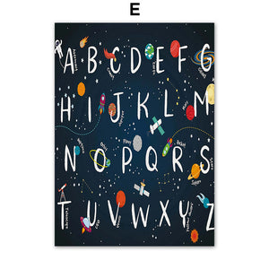 Spaceship Number Letter Nursery Wall Art