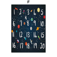 Charger l&#39;image dans la galerie, Spaceship Number Letter Nursery Wall Art
