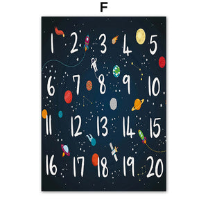 Spaceship Number Letter Nursery Wall Art