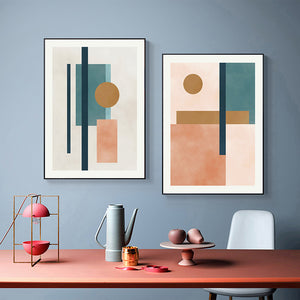 Minimalist Watercolor Pink Blue Geometric Shapes