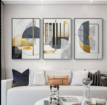 Load image into Gallery viewer, Modern Golden Abstract Geometric Art
