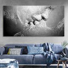 Load image into Gallery viewer, Black &amp; White Abstract Lover Kiss
