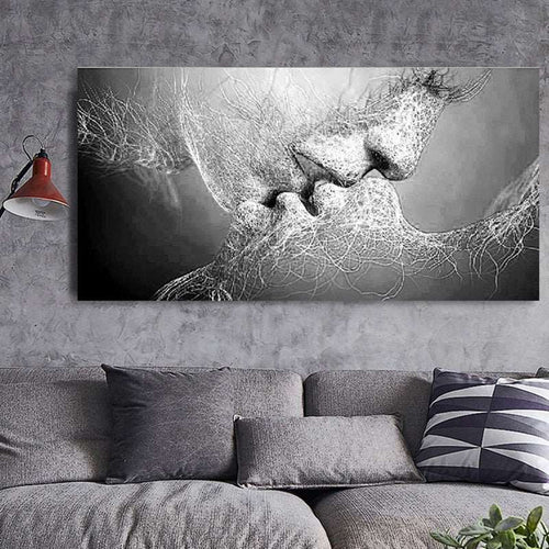 Black & White Abstract Lover Kiss