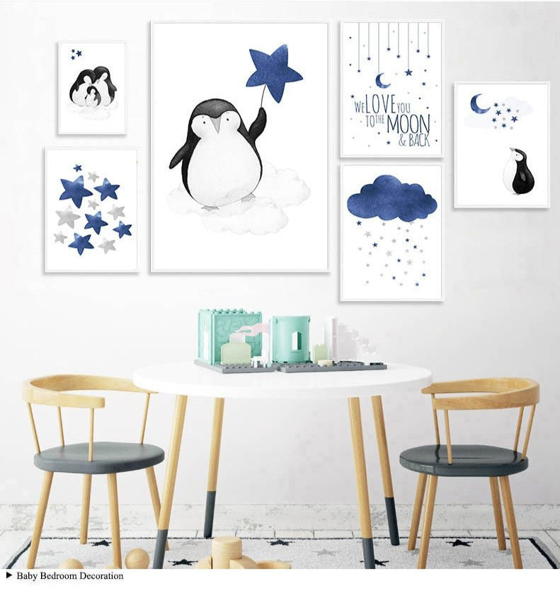 Penguin Family Nursery Art