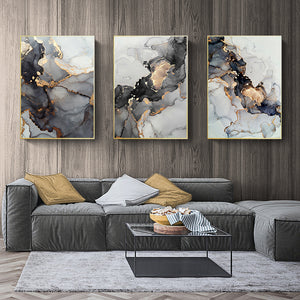 Gold Black Marble Abstract Art