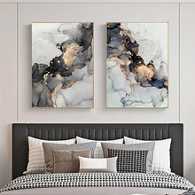 Load image into Gallery viewer, Gold Black Marble Abstract Art
