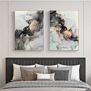 Gold Black Marble Abstract Art