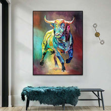 Charger l&#39;image dans la galerie, Abstract Colorful Bull Painting
