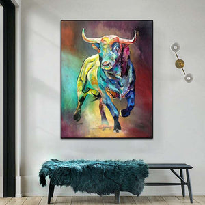 Abstract Colorful Bull Painting