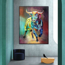 Load image into Gallery viewer, Abstract Colorful Bull Painting
