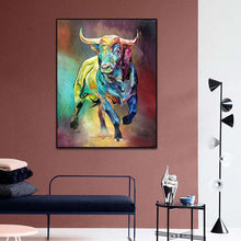 Load image into Gallery viewer, Abstract Colorful Bull Painting
