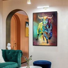 Load image into Gallery viewer, Abstract Colorful Bull Painting
