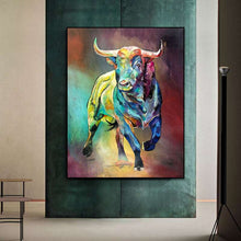 Charger l&#39;image dans la galerie, Abstract Colorful Bull Painting
