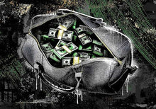 Load image into Gallery viewer, Black Money Bag Street Wall Art
