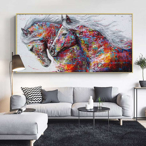 Abstract Colorful Running Horses