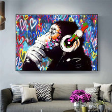 Load image into Gallery viewer, Banksy DJ Monkey - Heart Art Edition
