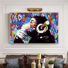 Load image into Gallery viewer, Banksy DJ Monkey - Heart Art Edition
