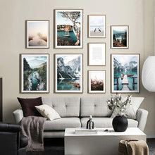 Charger l&#39;image dans la galerie, Scandinavian Mountain Lake Bridge Wall Art
