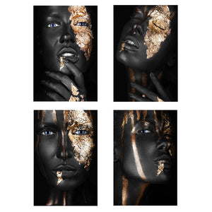 African Black and Gold Woman Modern Art