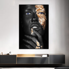 Charger l&#39;image dans la galerie, African Black and Gold Woman Modern Art
