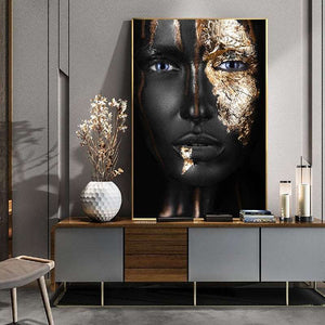 African Black and Gold Woman Modern Art