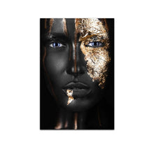 Charger l&#39;image dans la galerie, African Black and Gold Woman Modern Art
