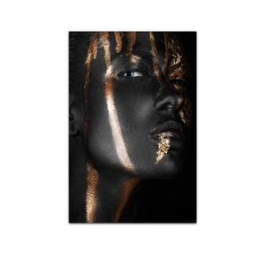 African Black and Gold Woman Modern Art
