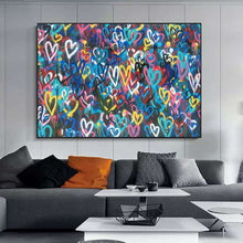 Load image into Gallery viewer, Banksy Colorful Love Hearts Graffiti Wall
